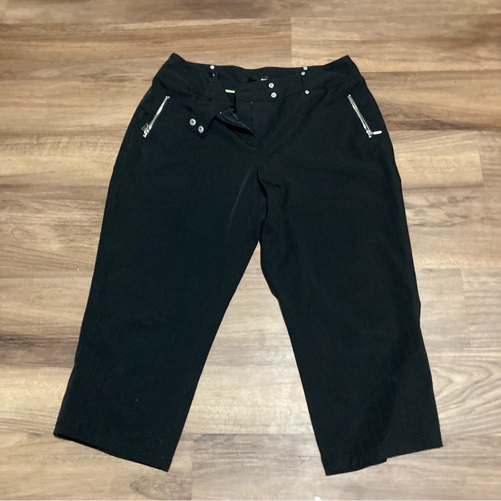 Vintage 90s Black Nylon Capris Soft Grunge Sz Xl
